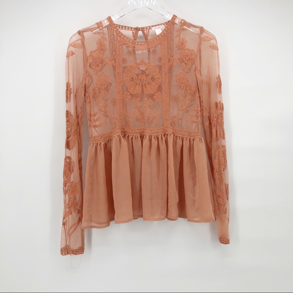 BOHO vibes long sleeve peplum top